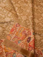 Designer Pastel Brown Tussar Silk Saree