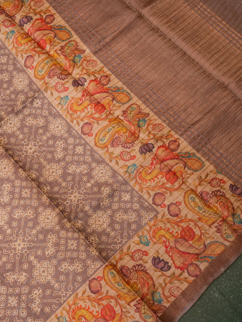 Designer Pastel Move Tussar Silk Saree