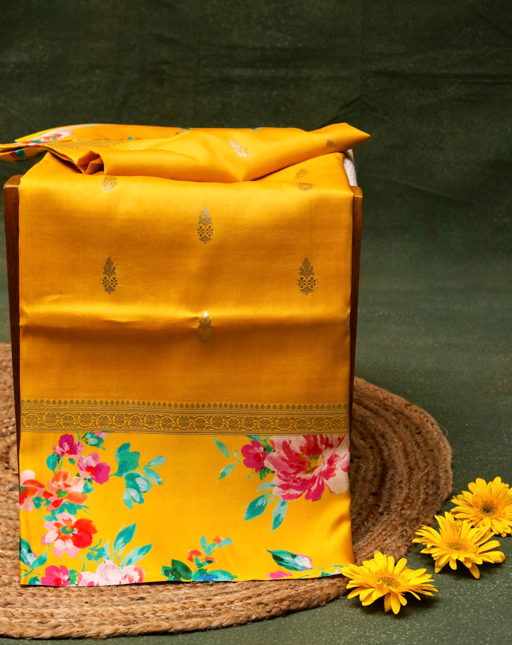 Designer Yellow Tussar Silk Saree