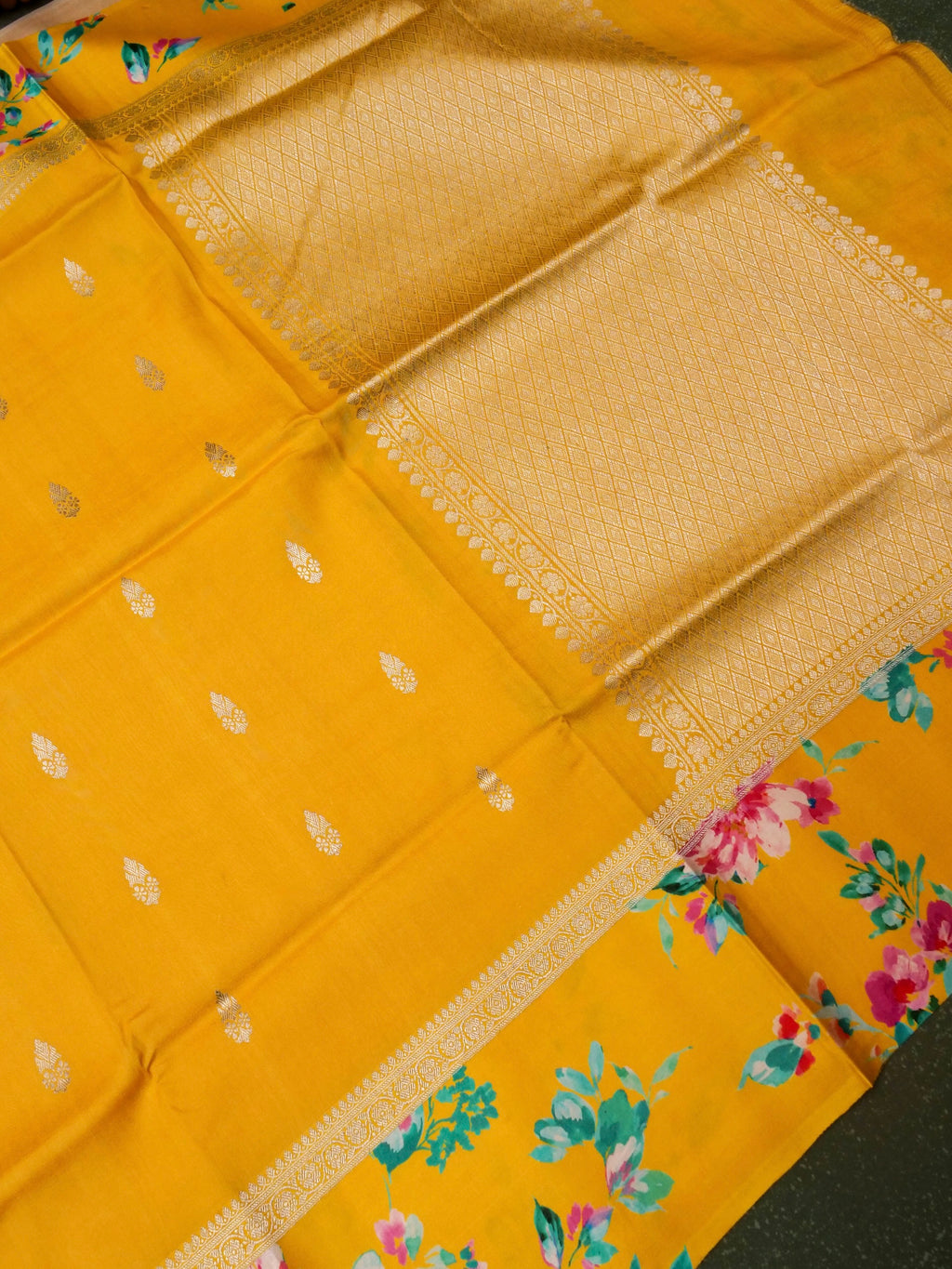 Designer Yellow Tussar Silk Saree