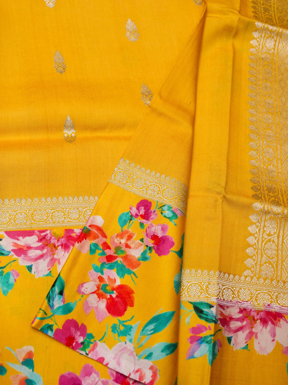 Designer Yellow Tussar Silk Saree