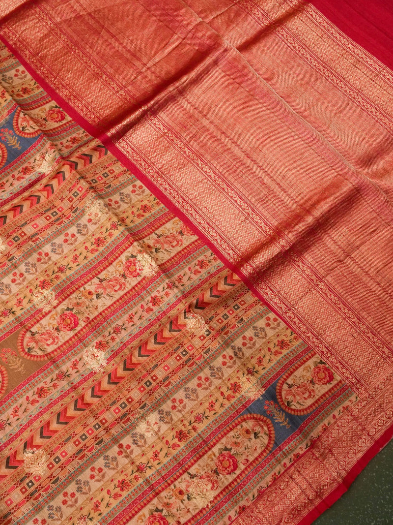 Designer Magenta Tussar Silk Saree