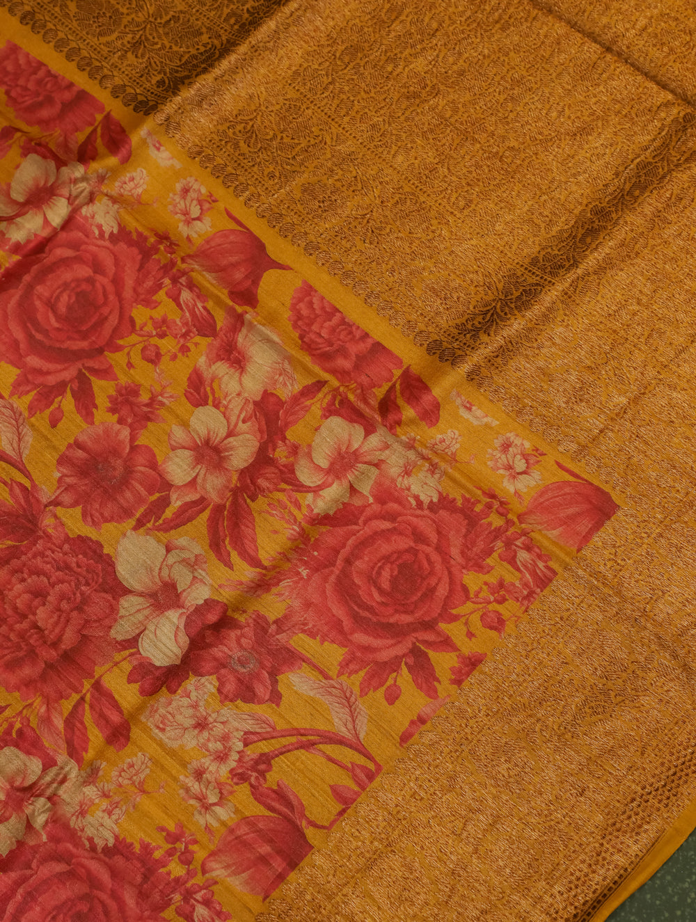 Designer Yellow Tussar Silk Saree