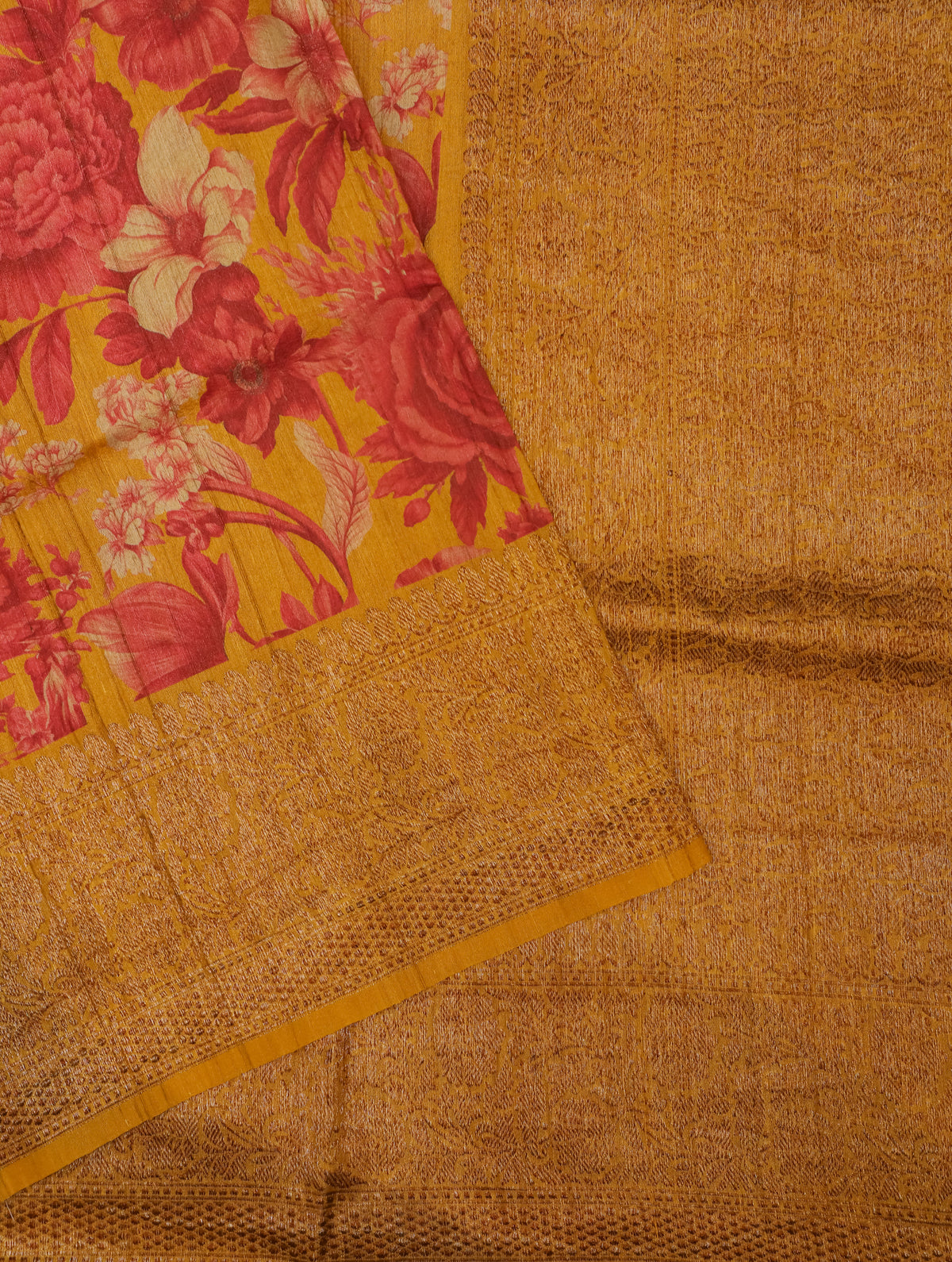 Designer Yellow Tussar Silk Saree