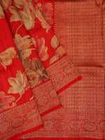 Designer Red Tussar Silk Saree