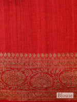 Designer Red Tussar Silk Saree