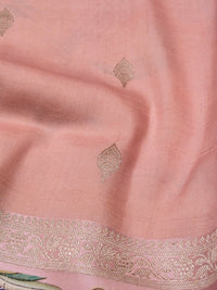 Designer Pastel Peach Tussar Silk Saree