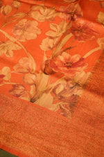 Designer Peach  Tussar Silk Saree