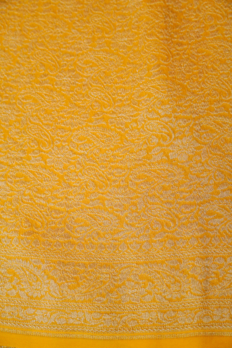 Handwoven Yellow Banarasi Georgette Saree