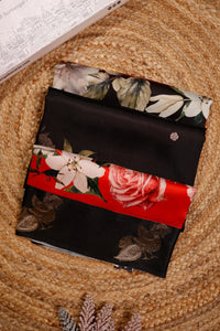 Designer Black & Red Banarasi Katan Soft Silk Saree