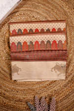 Designer Cream Pure Silk Saree