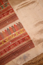 Designer Cream Pure Silk Saree
