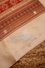 Designer Cream Pure Silk Saree