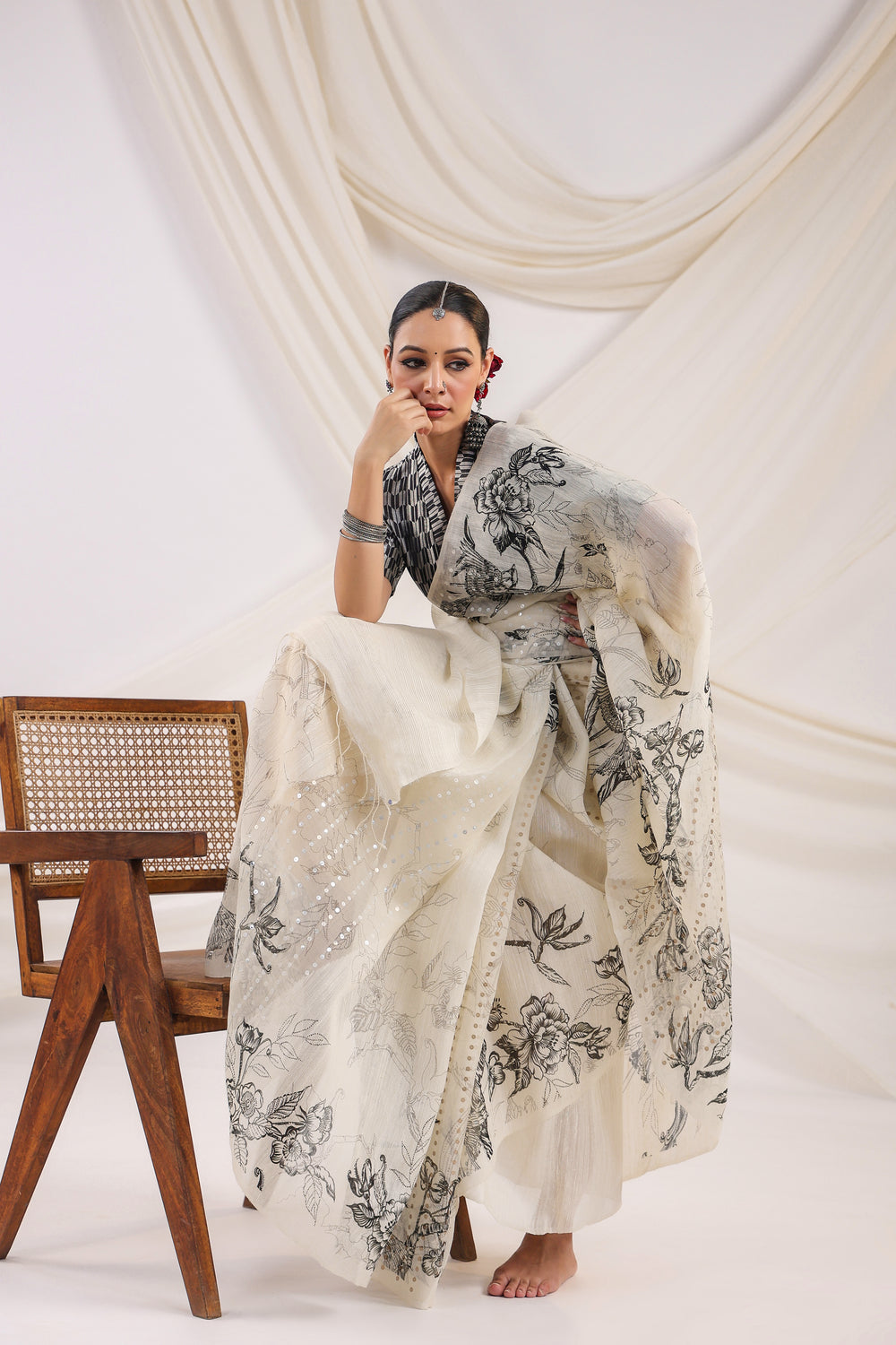 Handwoven Banarasi Printed Cotton Silk Saree