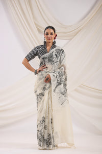 Handwoven Banarasi Printed Cotton Silk Saree