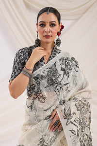 Handwoven Banarasi Printed Cotton Silk Saree