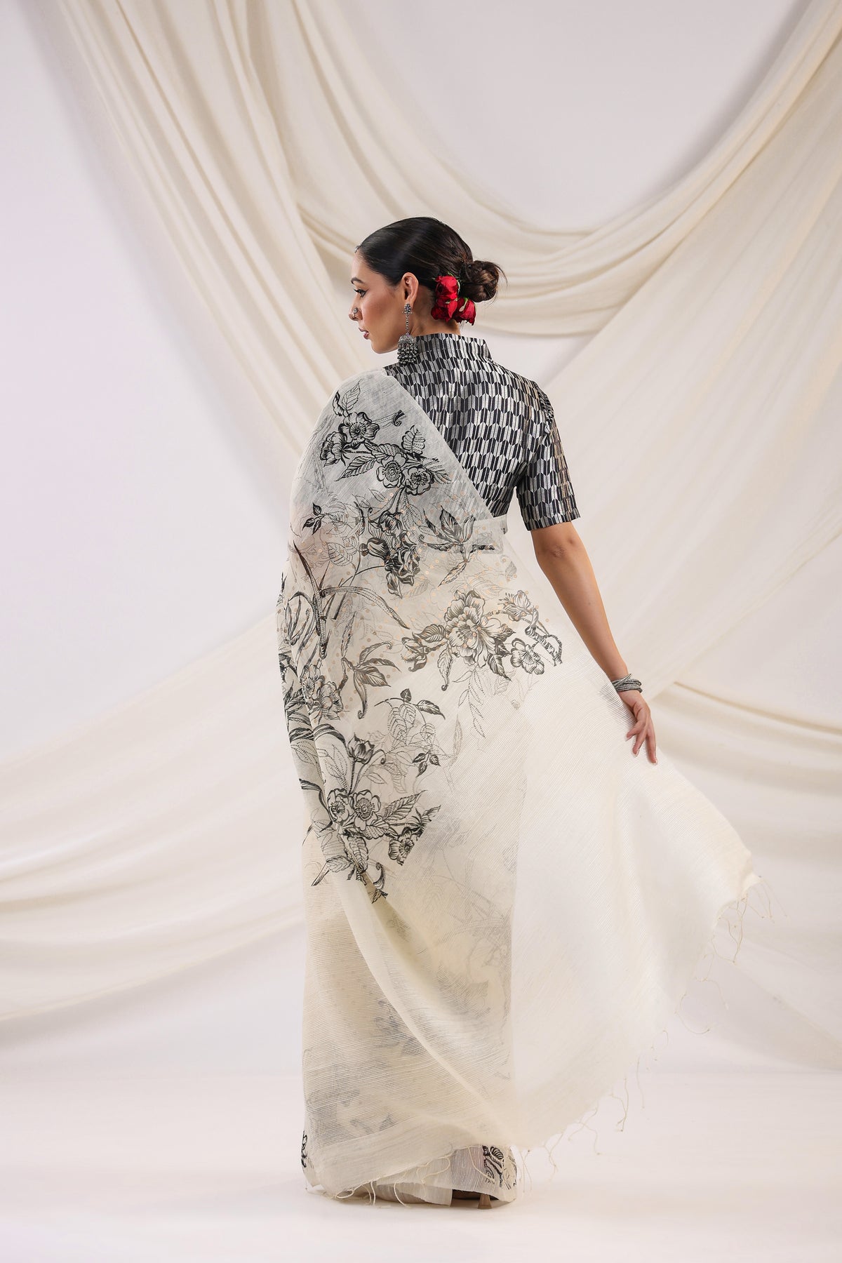 Handwoven Banarasi Printed Cotton Silk Saree