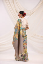 Handwoven Banarasi Printed Tussar Silk Saree