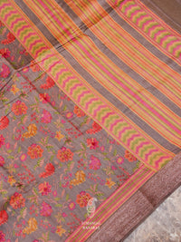 Banarasi Grey Blended Cotton Silk Saree