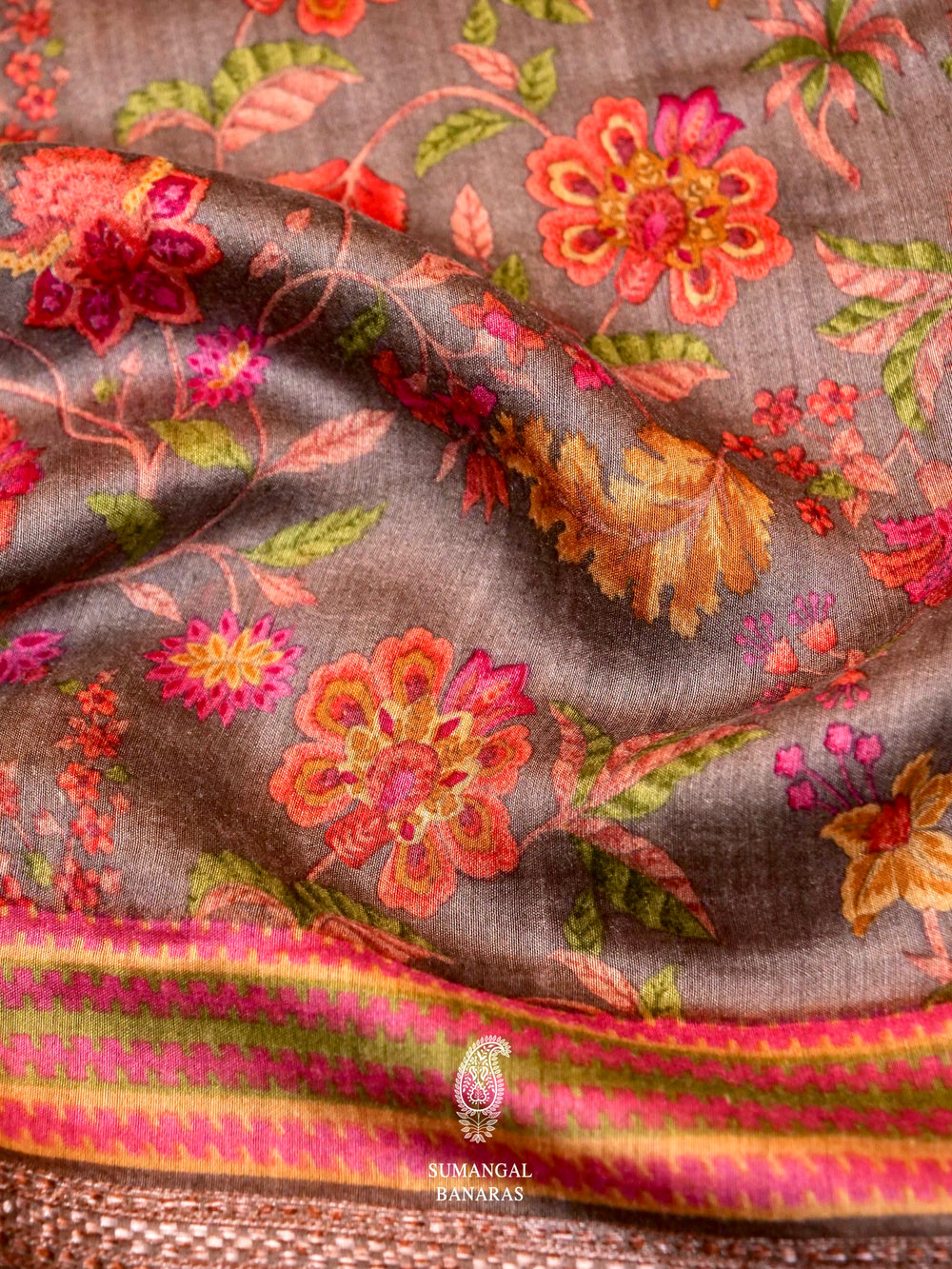 Banarasi Grey Blended Cotton Silk Saree