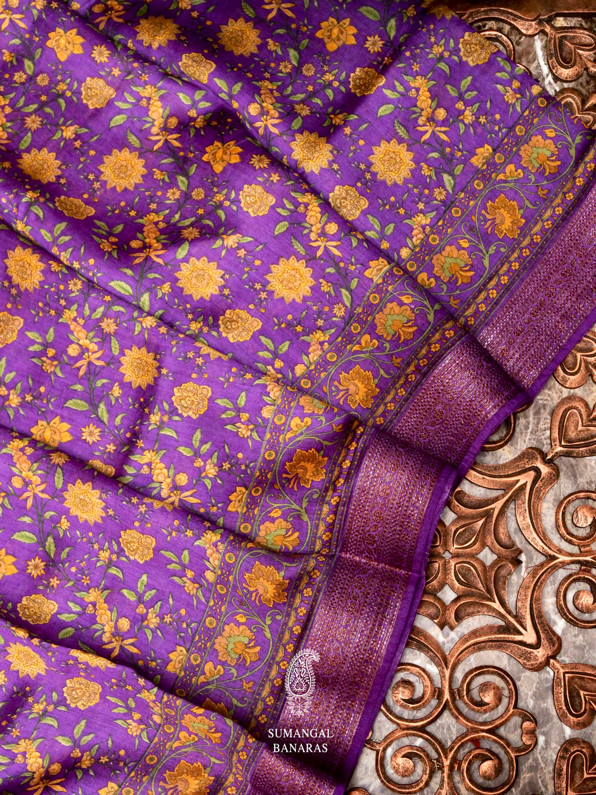 Banarasi Purple Blended Cotton Silk Saree