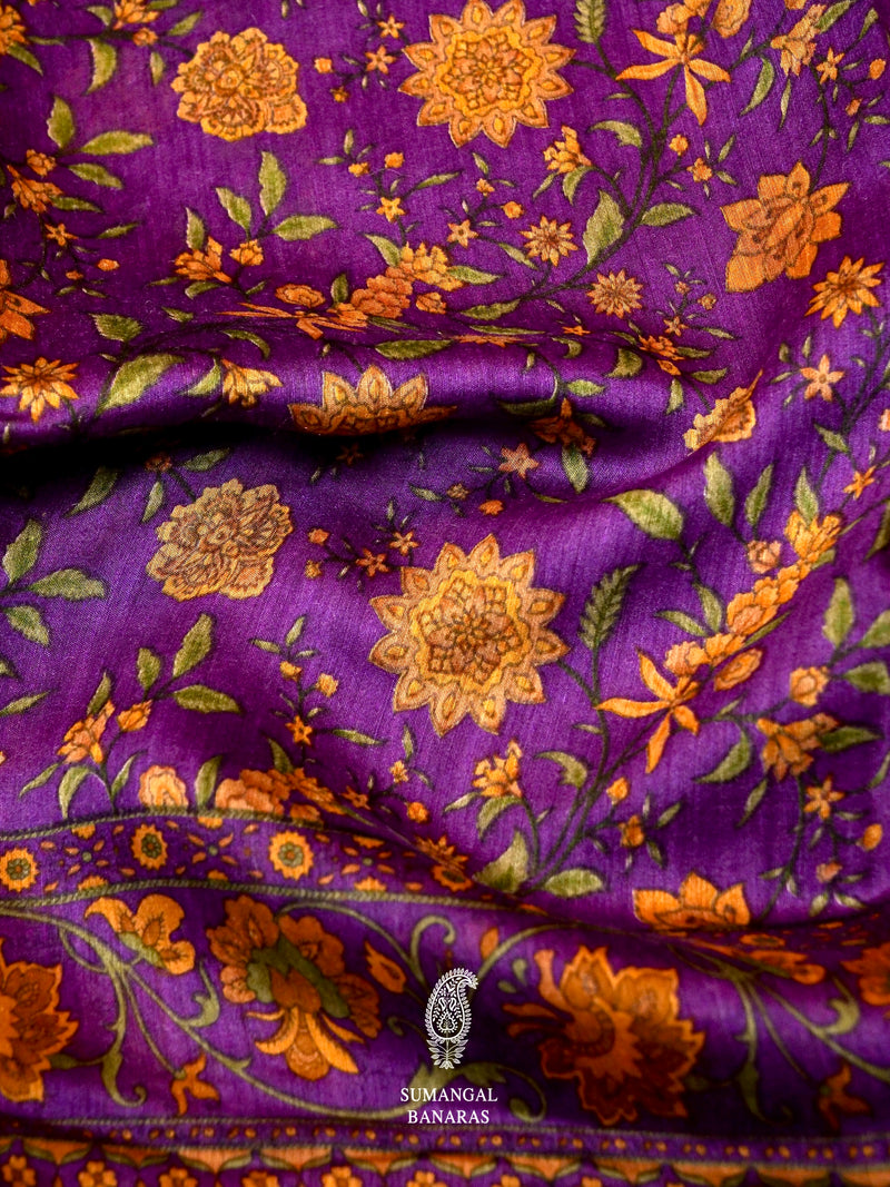 Banarasi Purple Blended Cotton Silk Saree