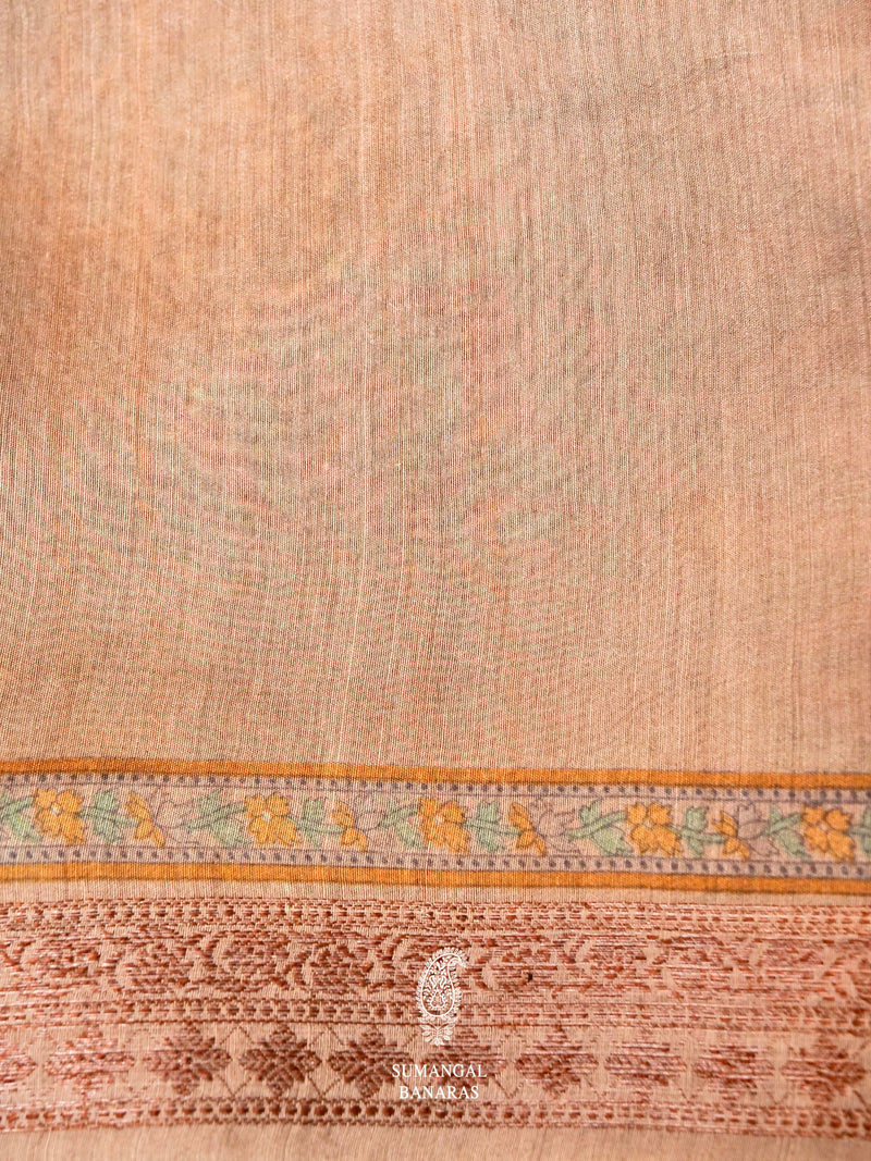 Banarasi Peach Blended Cotton Silk Saree