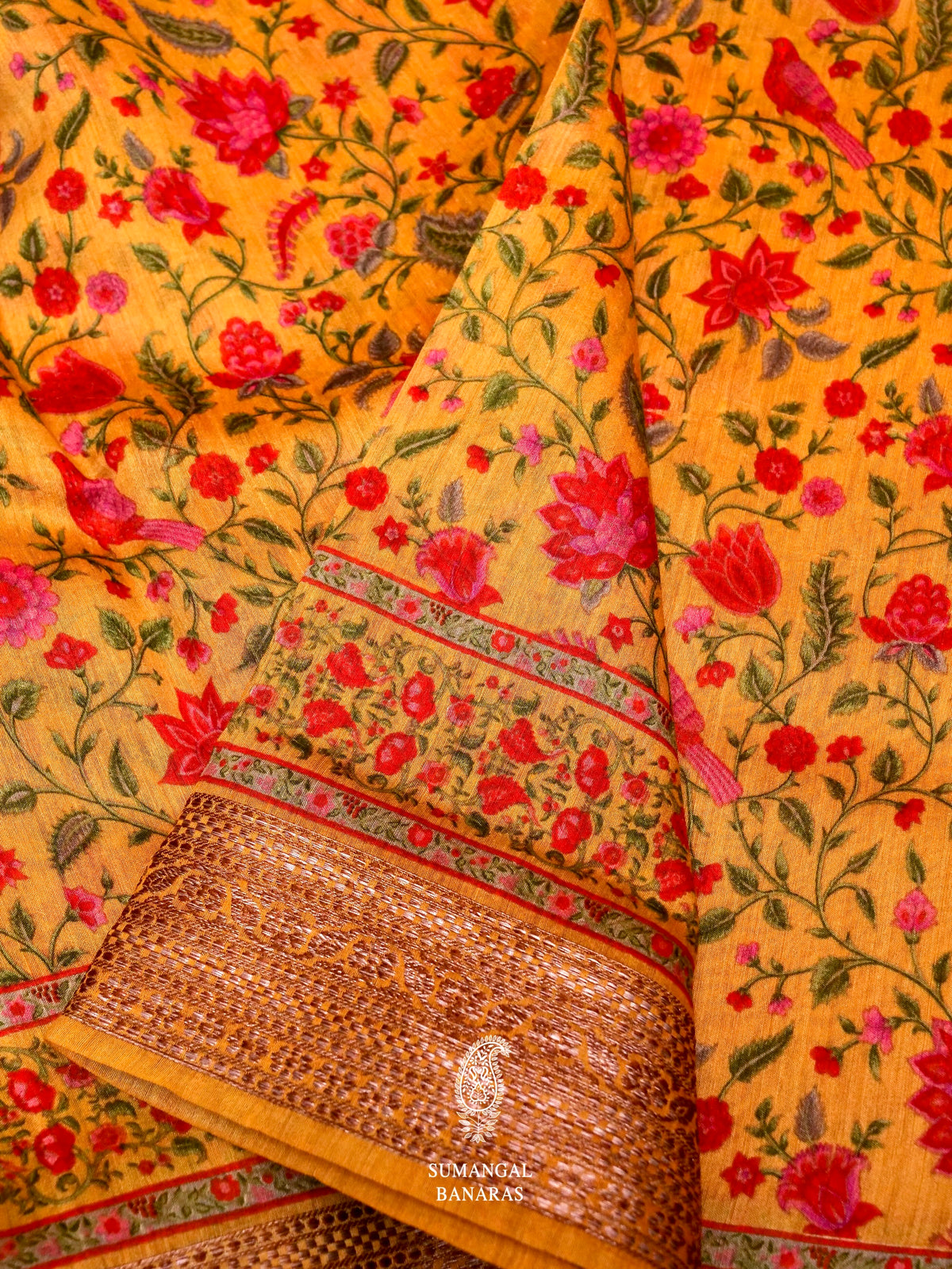 Banarasi Yellow Blended Cotton Silk Saree