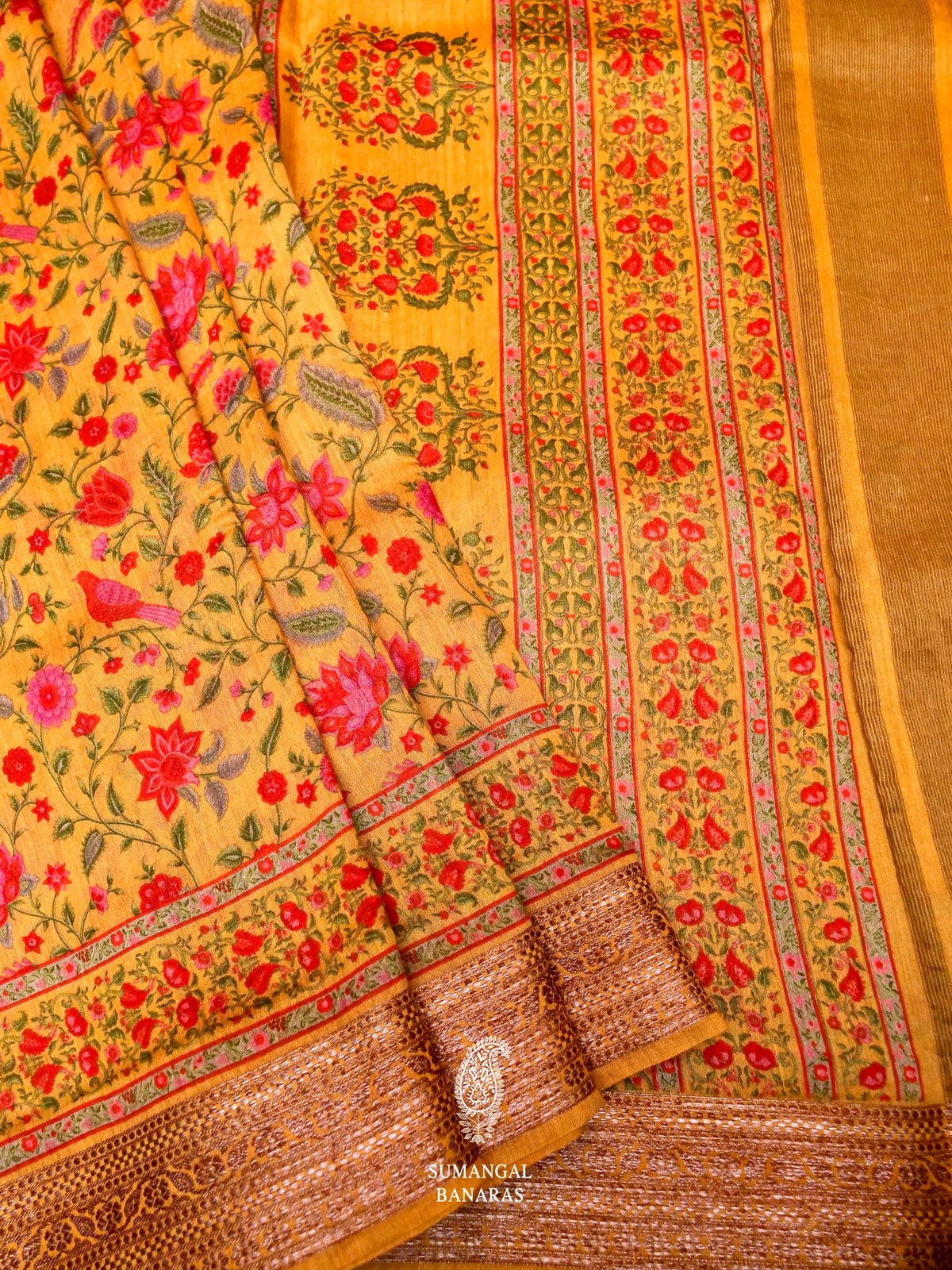 Banarasi Yellow Blended Cotton Silk Saree