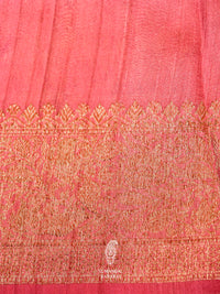 Handwoven Banarasi Onion Pink Tussar Silk