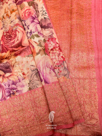 Handwoven Banarasi Onion Pink Tussar Silk