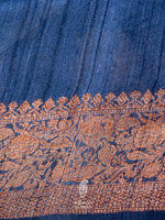 Handwoven Banarasi Teal Blue Tussar Silk Saree