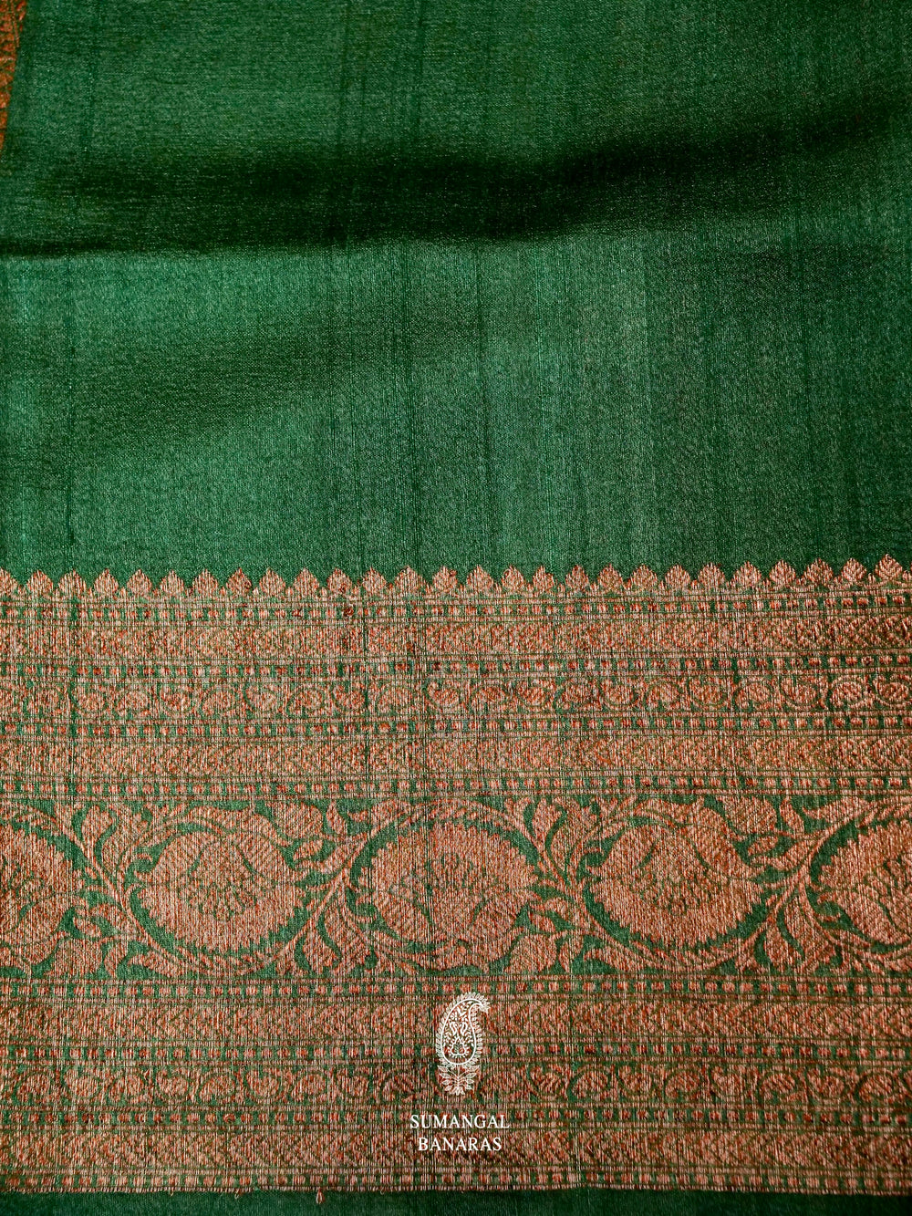Handwoven Banarasi Green Tussar Silk Saree