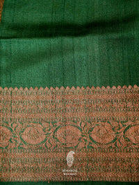 Handwoven Banarasi Green Tussar Silk Saree