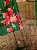 Handwoven Banarasi Green Tussar Silk Saree