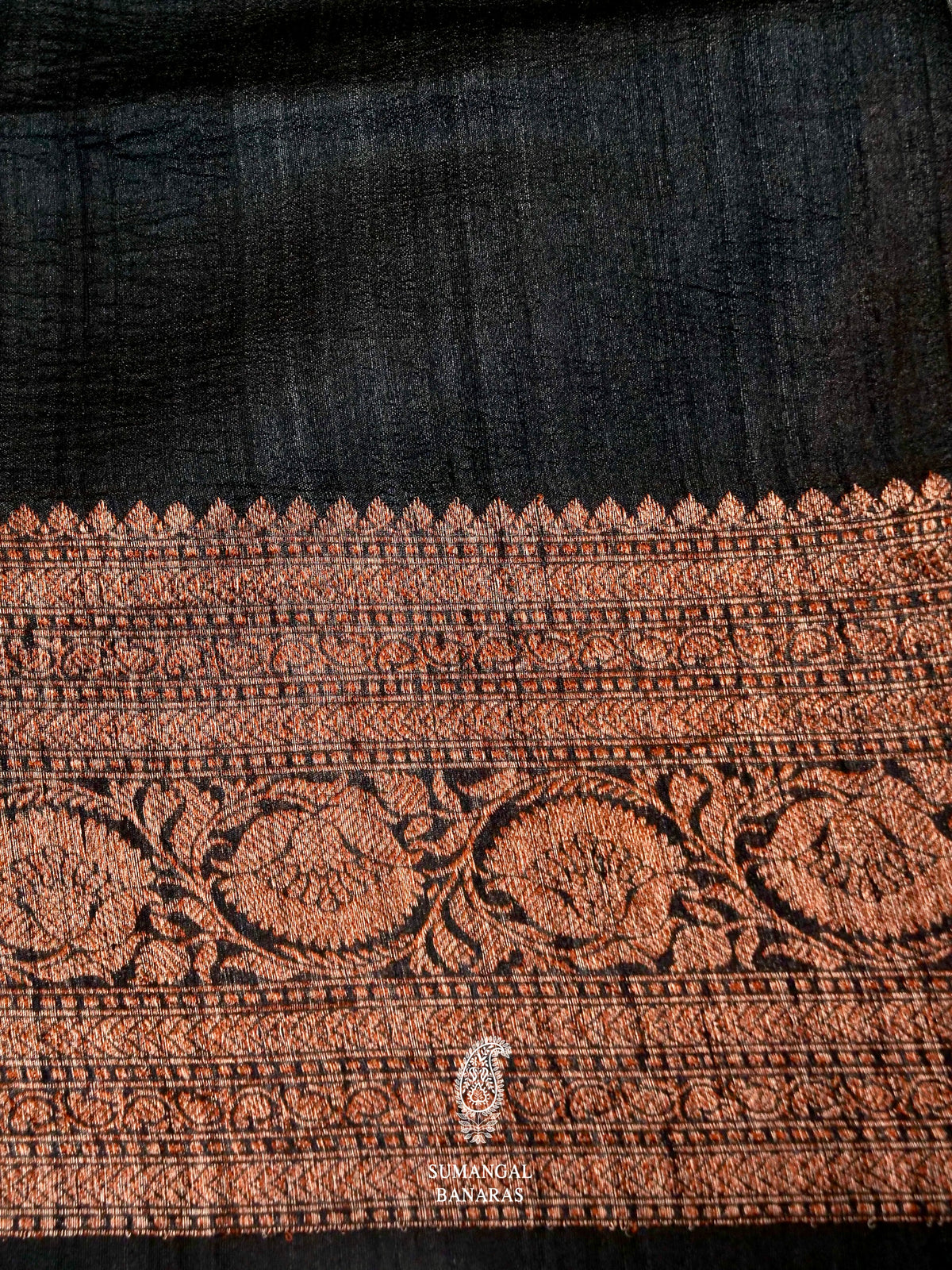 Handwoven Banarasi black Tussar Silk Saree