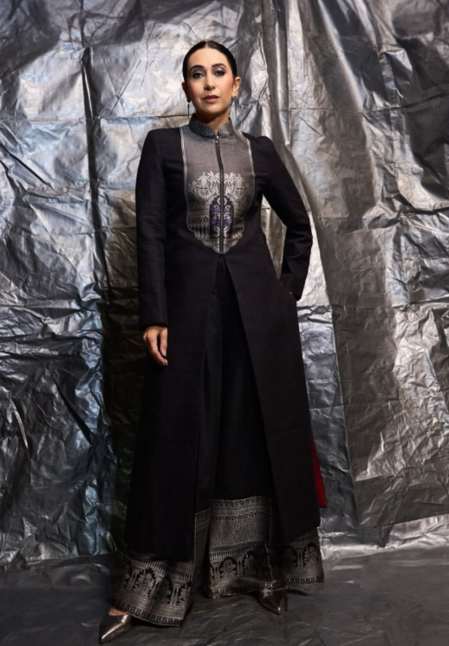 Handwoven Black Banarasi Brocade Pure Katan Silk Co-ord Set