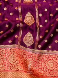 Banarasi Purple Blended Crep Georgette Silk Saree
