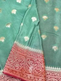 Banarasi Aqua Green Blended Crepe Georgette Silk Saree