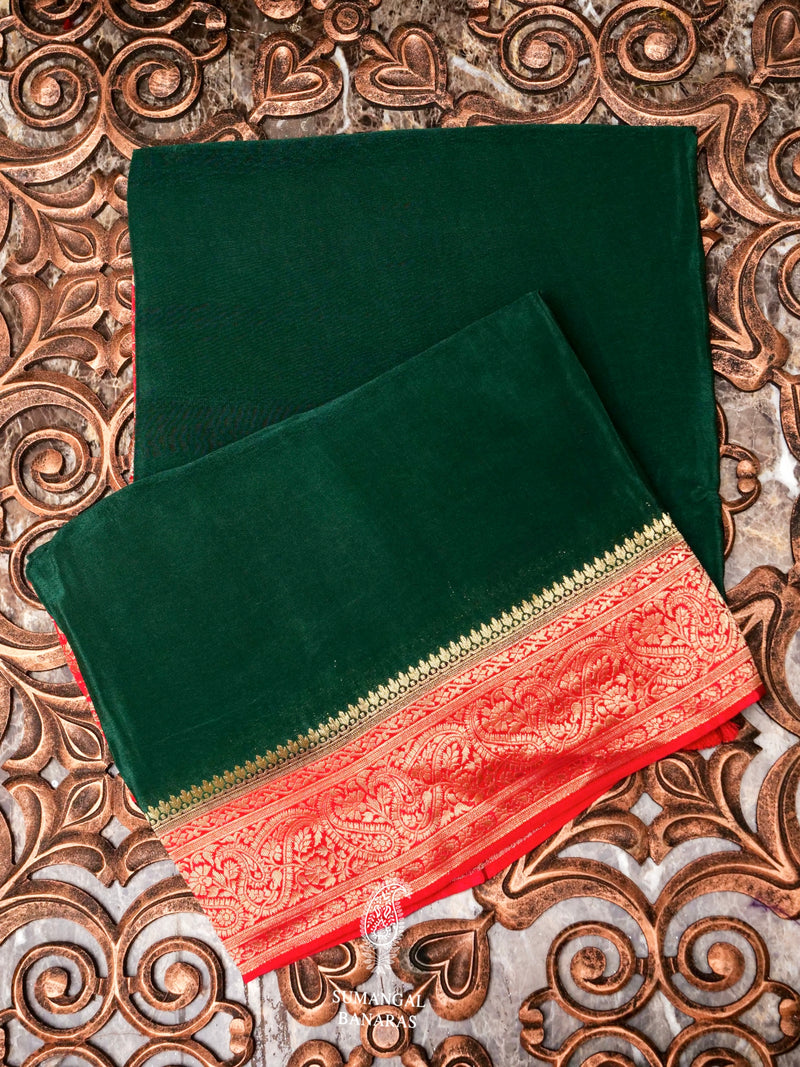 Banarasi Green Blended Crepe Georgette Silk Saree