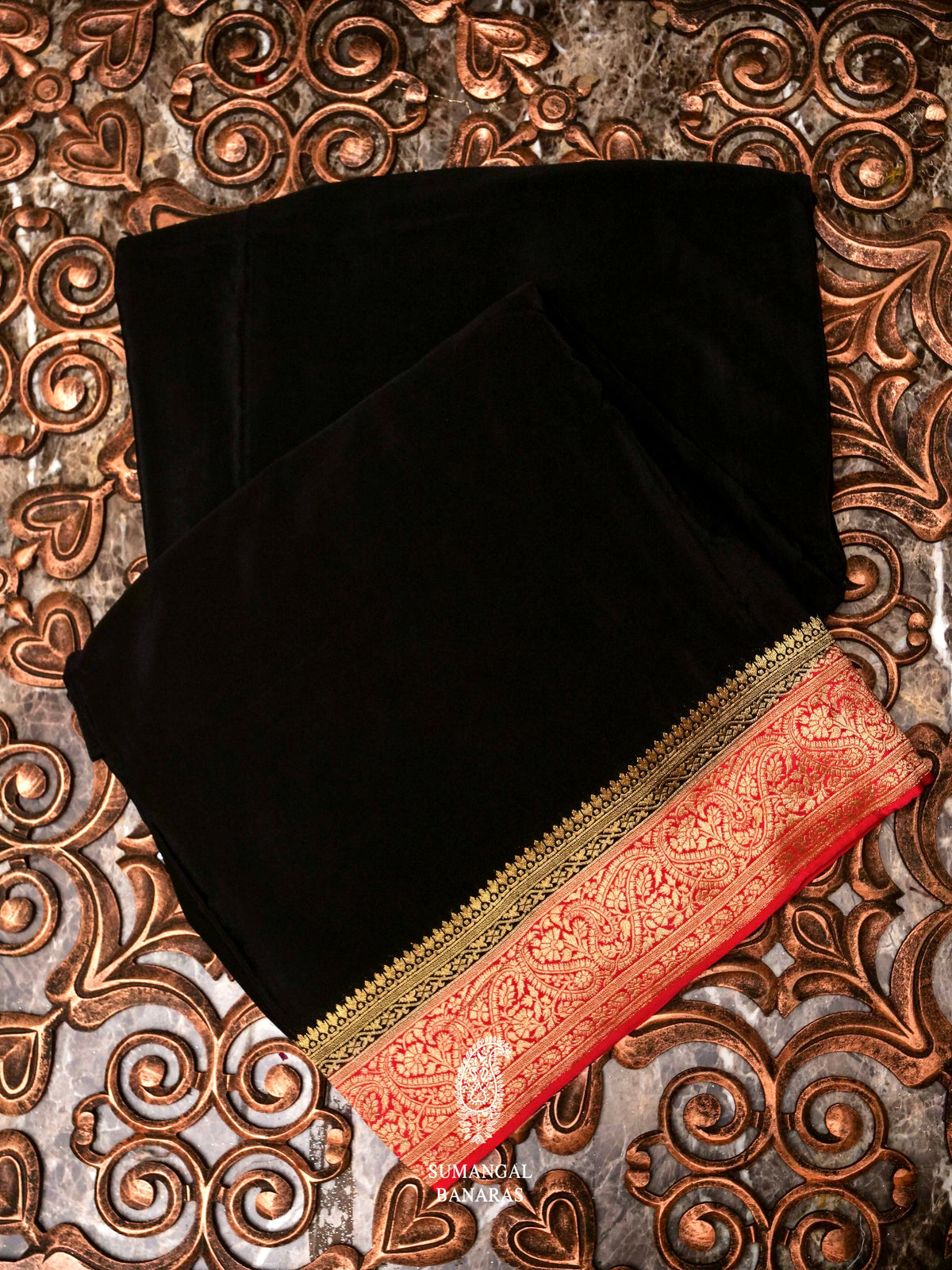 Banarasi Black Blended Crepe Georgette Silk Saree