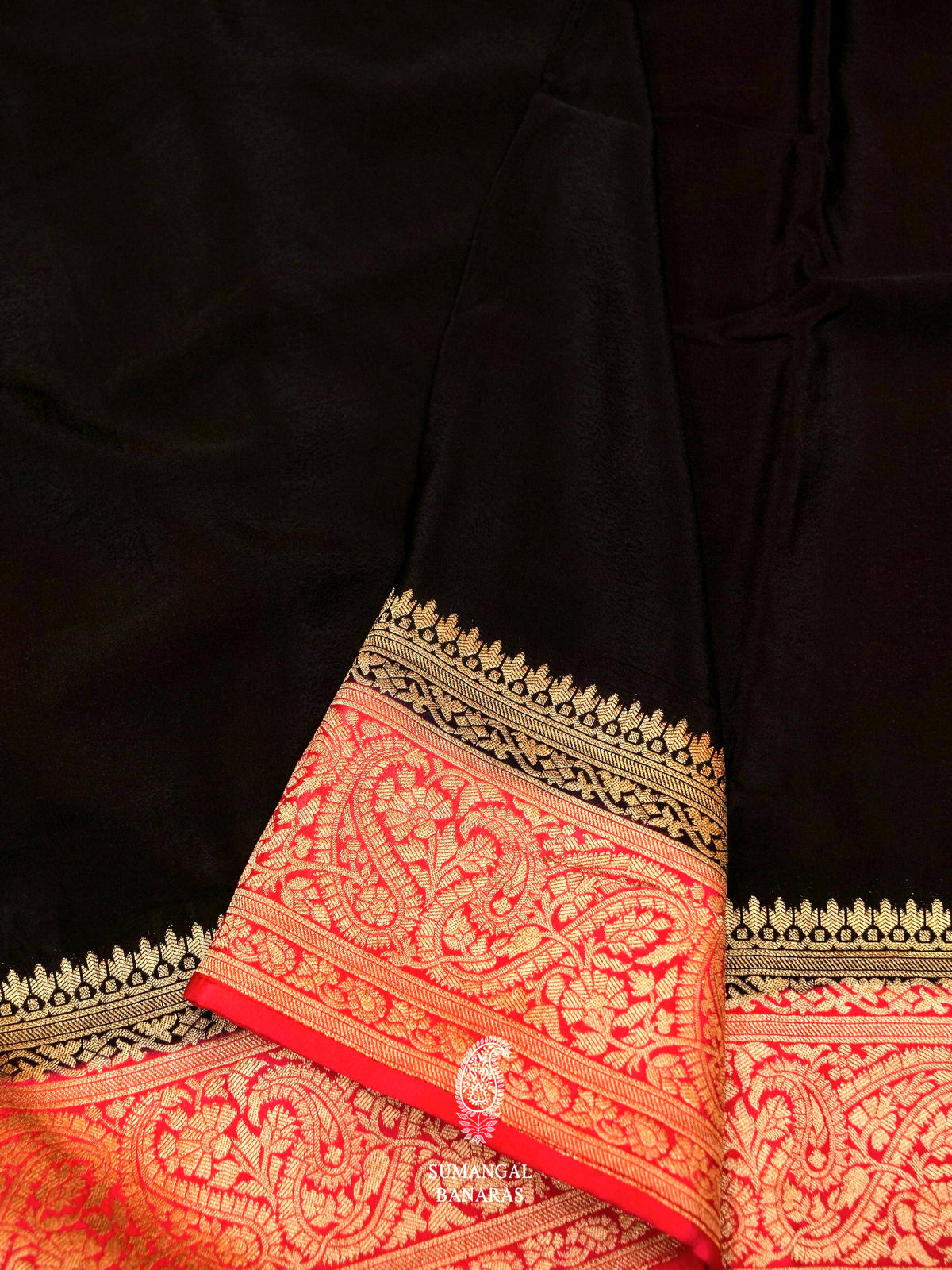 Banarasi Black Blended Crepe Georgette Silk Saree