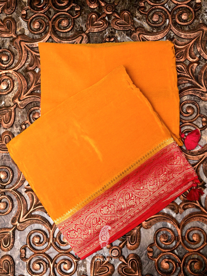 Banarasi Mustard Blended Crepe Georgette Silk Saree