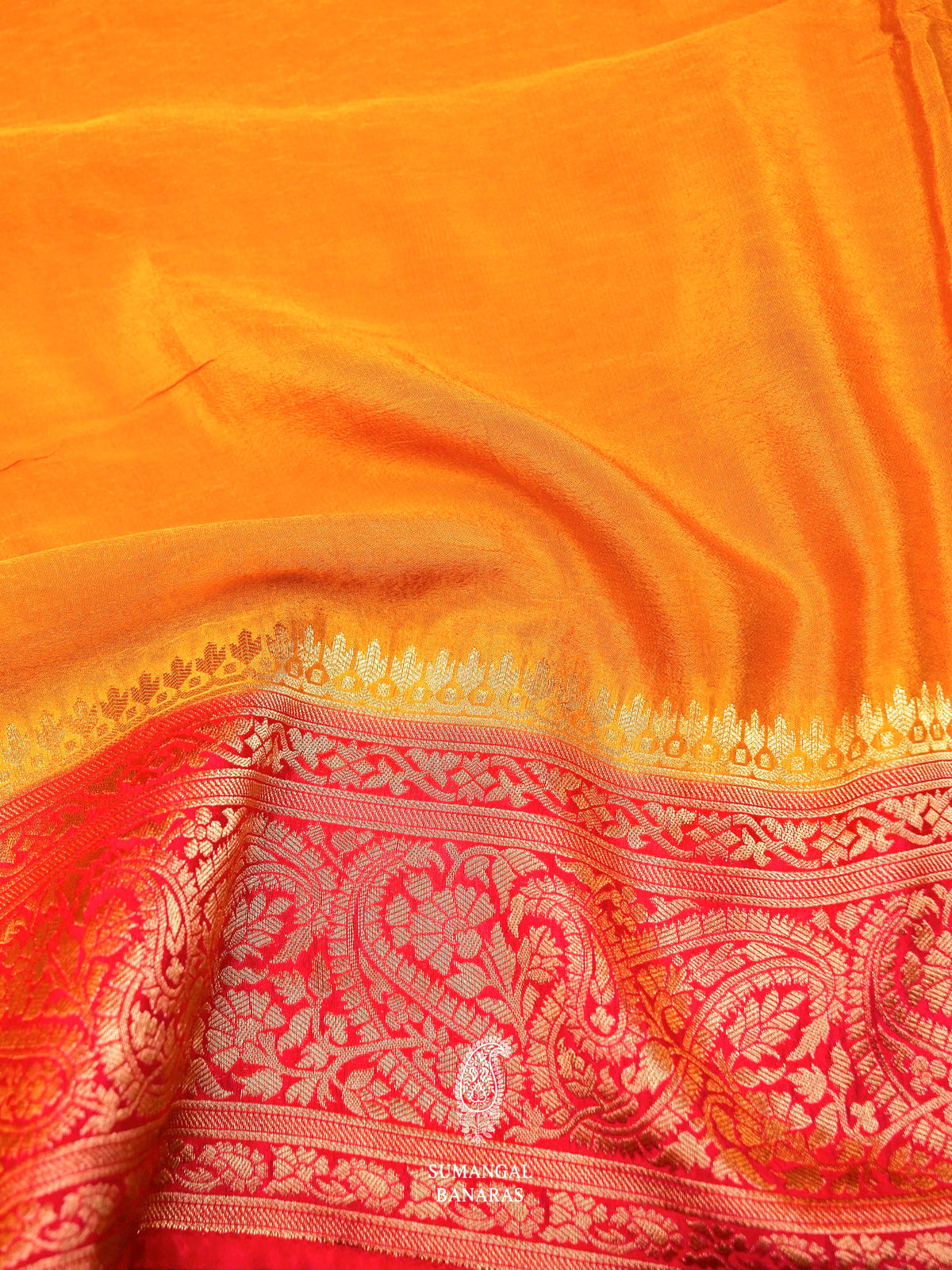 Banarasi Mustard Blended Crepe Georgette Silk Saree