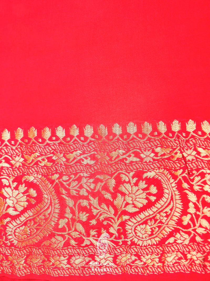 Banarasi Mustard Blended Crepe Georgette Silk Saree