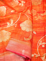 Banarasi Orange Blended Moonga Silk Saree