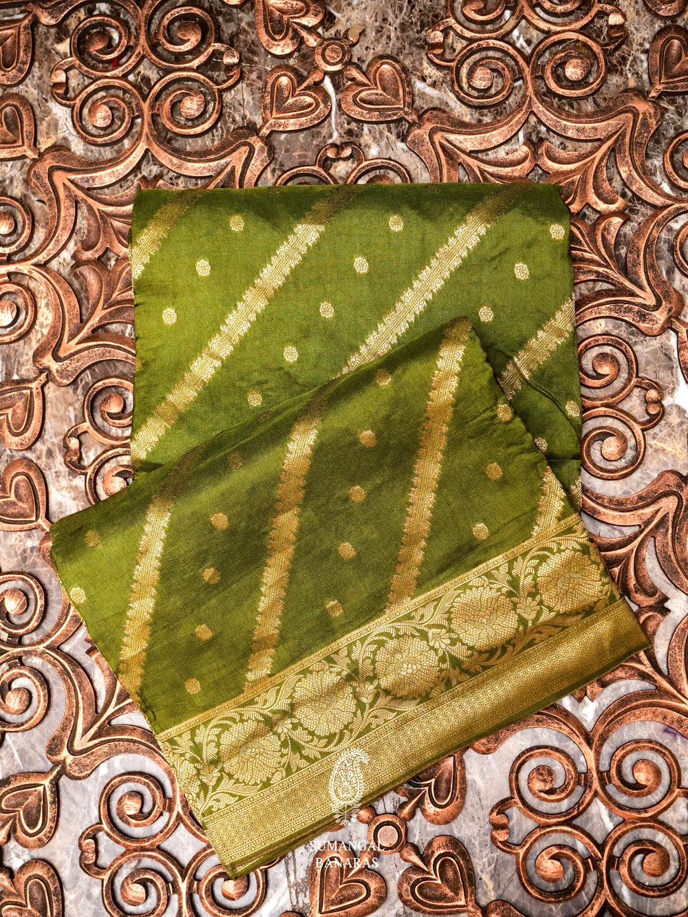 Banarasi Green Blended Moonga Silk Saree