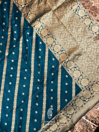 Banarasi Teal Blue Blended Moonga Silk Saree