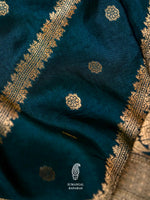 Banarasi Teal Blue Blended Moonga Silk Saree