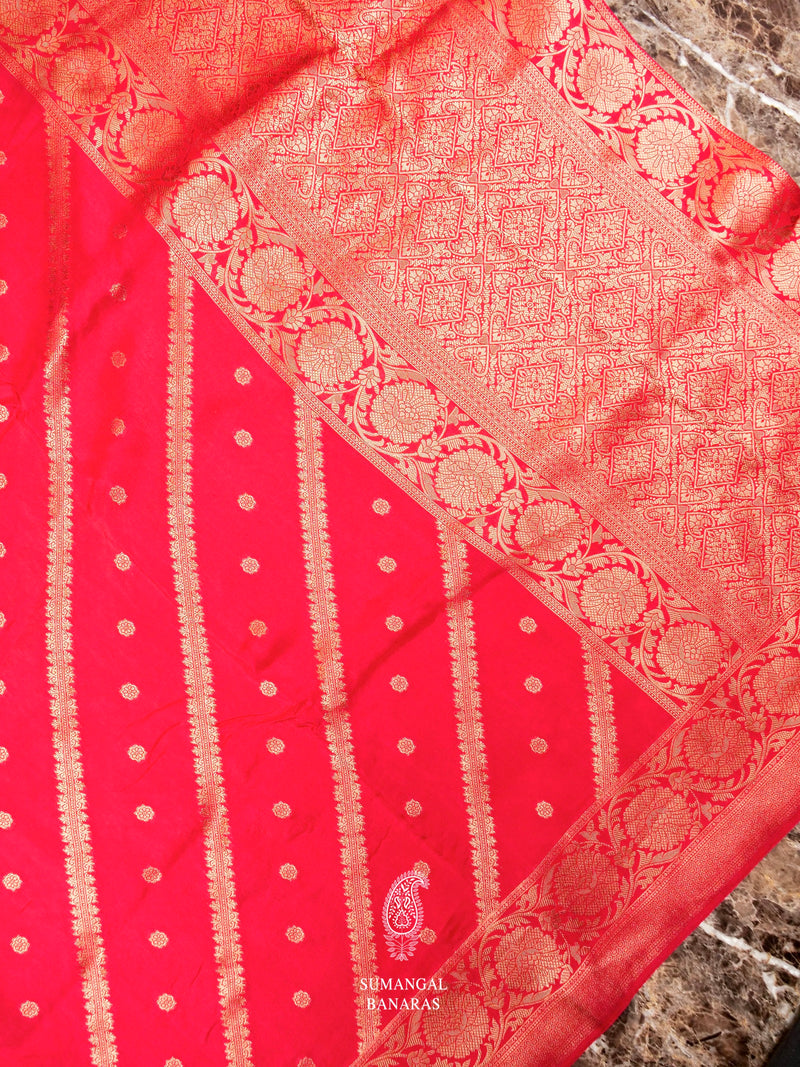 Banarasi Red Blended Moonga Silk Saree